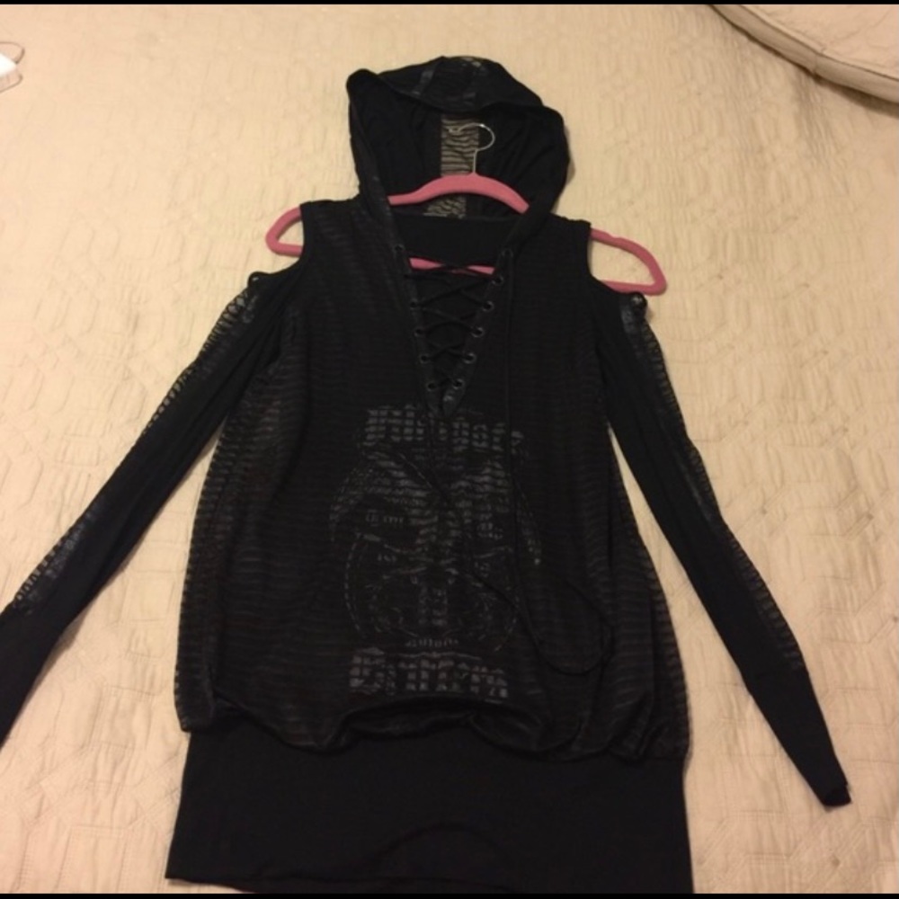 Salvage black tunic top